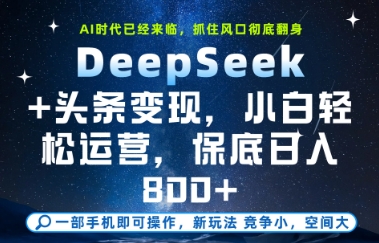 DeepSeek+头条变现，保姆级教学，小白轻松上手，日入8张+-副业宝典