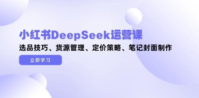 （14748期）小红书DeepSeek运营课，选品技巧、货源管理、定价策略、笔记封面制作-副业宝典