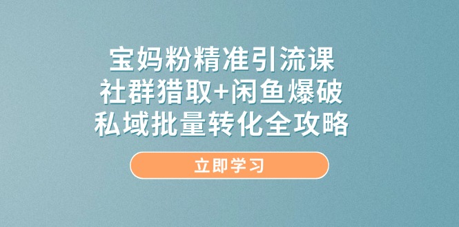 （14820期）宝妈粉精准引流课，社群猎取+闲鱼爆破，私域批量转化全攻略-副业宝典