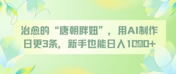 治愈的“唐朝胖妞”，用AI制作日更3条，新手也能日入多张-副业宝典