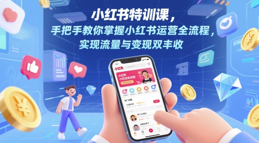 小红书特训课，手把手教你掌握小红书运营全流程，实现流量与变现双丰收-副业宝典