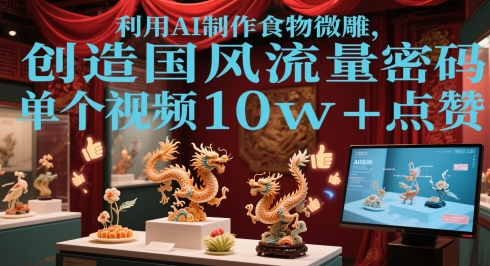 利用AI制作食物微雕，创造国风流量密码，单个视频10w+点赞-副业宝典