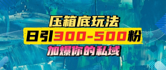 一天引流300-500粉，加爆你的私域，且都是实时变现，轻松日入多张-副业宝典