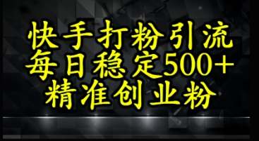 快手精准式打粉引流，每日稳定500+精准创业粉-副业宝典