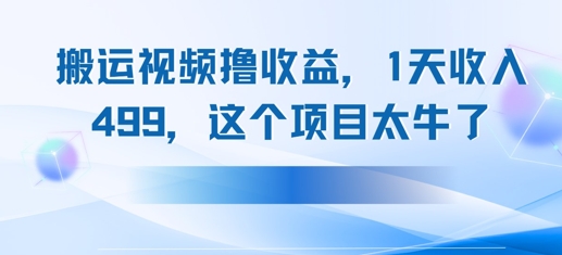 搬运抖音中视频撸收益，1天收入多张，这个项目太牛了-副业宝典