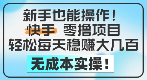 新手也能操作，快手零撸挣米，轻松每天挣2-5张，完全无成本-副业宝典