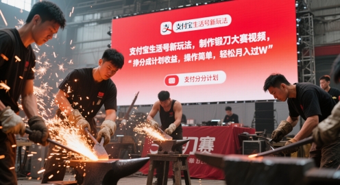 支付宝生活号新玩法，制作锻刀大赛视频，挣分成计划收益，操作简单，轻松月入过W-副业宝典