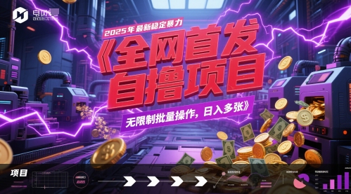 全网首发，2025年最新稳定暴力全自动自撸项目，无限制批量操作，日入多张-副业宝典