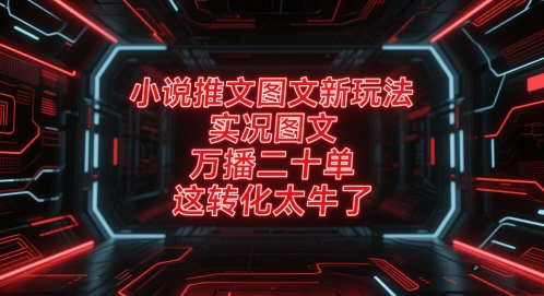 小说推文图文新玩法，实况图文，万播二十单，这转化太牛了！-副业宝典