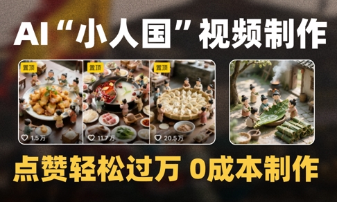 爆款1000W+播放微缩景观迷你小人国AI视频0成本制作全流程教学-副业宝典
