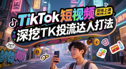 TikTok短视频带货线上课，深挖TK投流达人打法-副业宝典
