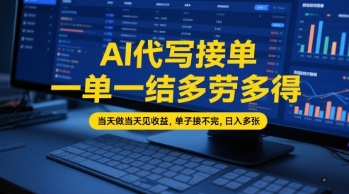 AI代写接单，一单一结多劳多得，当天做当天见收益，单子接不完，日入多张【全网最全实操课程】-副业宝典