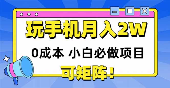 （14879期）玩玩手机月入20000+，0成本小白必做项目，可矩阵-副业宝典