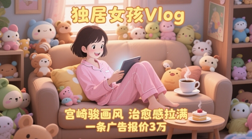单个账号涨粉71W！用AI制作独居女孩Vlog，宫崎骏画风，治愈感拉满，一条广告报价3W-副业宝典