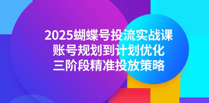 （14987期）2025蝴蝶号投流实战课，账号规划到计划优化，三阶段精准投放策略-副业宝典