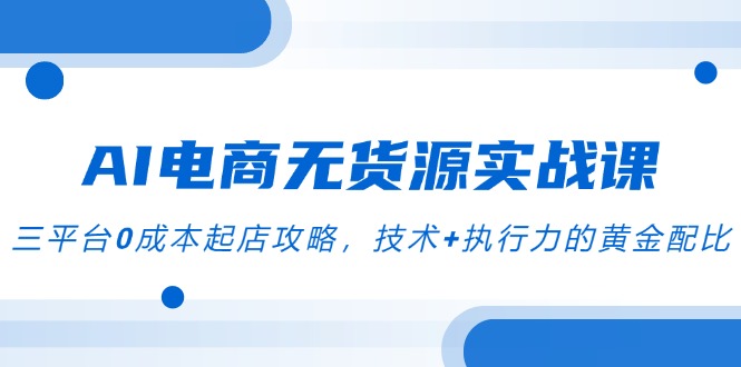 （14982期）AI电商无货源实战课，三平台0成本起店攻略，技术+执行力的黄金配比-副业宝典