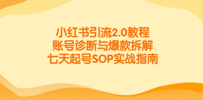 （14981期）小红书引流2.0教程，账号诊断与爆款拆解，七天起号SOP实战指南-副业宝典