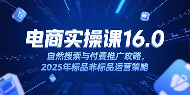 淘宝电商运营课16.0，自然搜索与付费推广攻略，2025年标品非标品运营策略-副业宝典