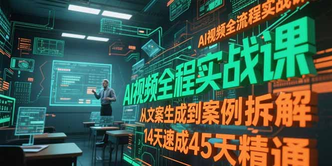AI视频全流程实战课，从文案生成到案例拆解，14天速成45天精通-副业宝典