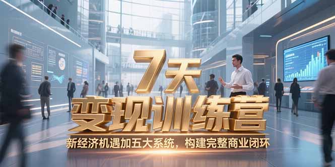7天咨询师变现训练营，新经济机遇加五大系统，构建完整商业闭环-副业宝典