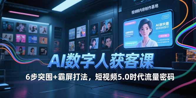 AI数字人获客课，6步突围+霸屏打法，短视频5.0时代流量密码-副业宝典