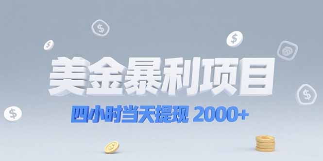 美金暴利项目，四小时当天提现 2000+机会留给会选赛道的人-副业宝典