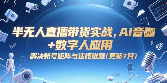 半无人直播带货实战，AI音咖+数字人应用 解决账号矩阵与违规难题(更新7月-副业宝典