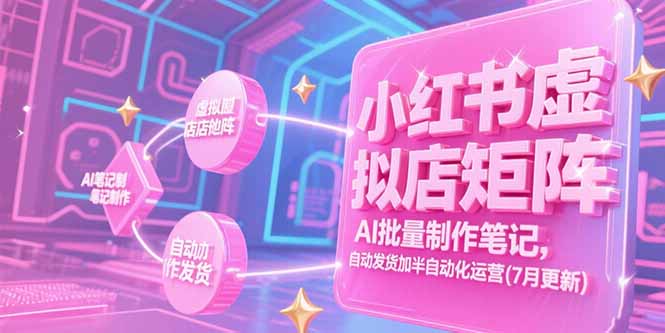 小红书虚拟店矩阵，AI批量制作笔记，自动发货加半自动化运营(7月更新-副业宝典