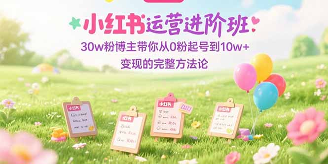 小红书运营进阶班：30w粉博主带你从0粉起号到10w+变现的完整方法论-副业宝典