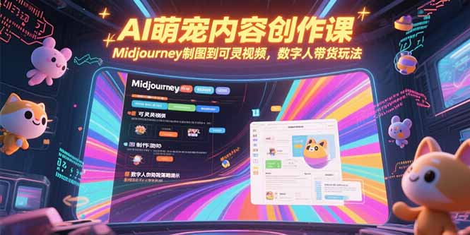 AI萌宠内容创作课，Midjourney制图到可灵视频，数字人带货玩法-副业宝典