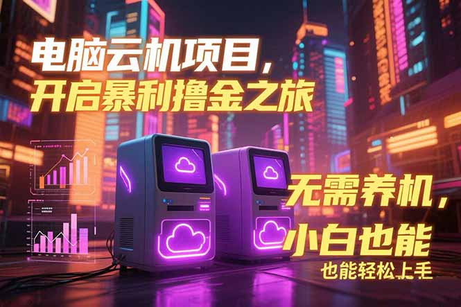 电脑云机项目 暴力撸金玩法，不需要养机 配置没有要求 单机100个窗口一…-副业宝典