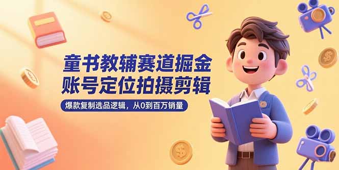 童书教辅赛道掘金，账号定位拍摄剪辑，爆款复制选品逻辑，从0到百万销量-副业宝典