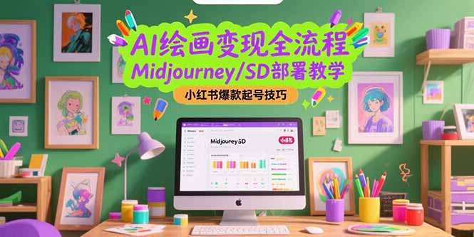 AI绘画变现全流程，Midjourney/SD部署教学，小红书爆款起号技巧-副业宝典