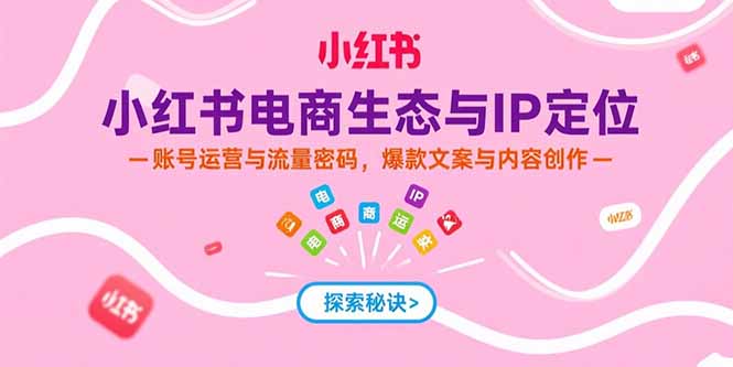 小红书电商生态与IP定位，账号运营与流量密码，爆款文案与内容创作-副业宝典