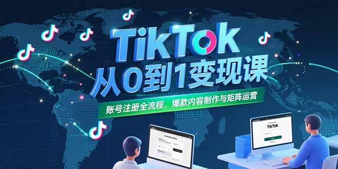 TikTok从0到1变现课，账号注册全流程，爆款内容制作与矩阵运营-副业宝典