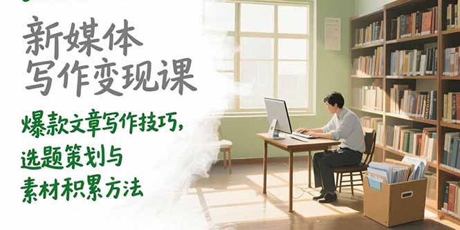 新媒体写作变现课，爆款文章写作技巧，选题策划与素材积累方法-副业宝典