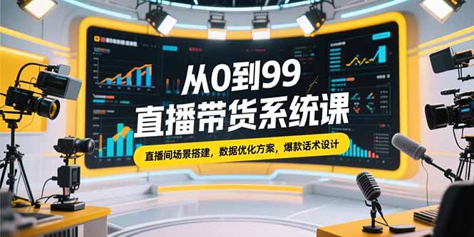 从0到99直播带货系统课，直播间场景搭建，数据优化方案，爆款话术设计-副业宝典