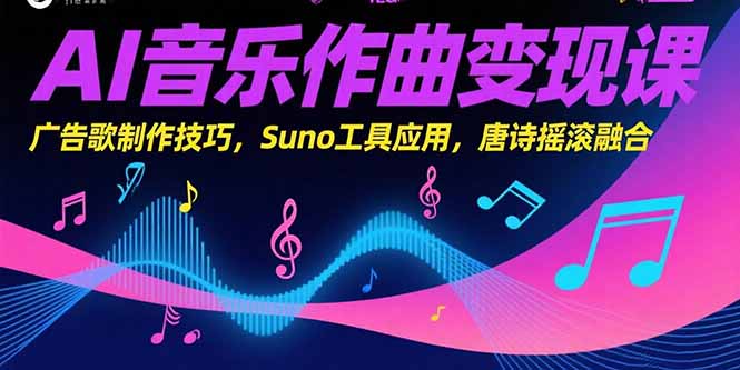 AI音乐作曲变现课，广告歌制作技巧，Suno工具应用，唐诗摇滚融合-副业宝典