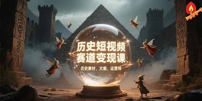 历史短视频赛道变现课，百集素材库应用，文案剪辑技巧，账号运营全案-副业宝典