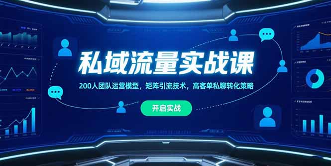 私域流量实战课，200人团队运营模型，矩阵引流技术，高客单私聊转化策略-副业宝典
