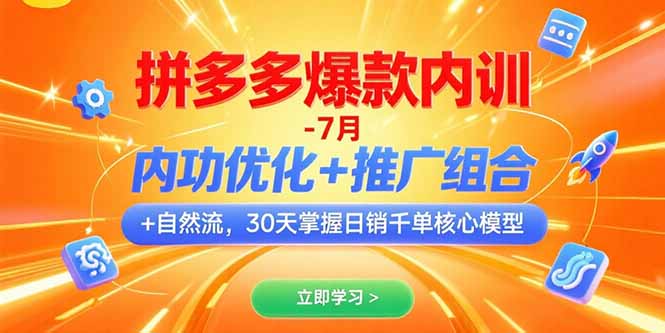 拼多多爆款内训-7月 内功优化+推广组合+自然流 30天掌握日销千单核心模型-副业宝典
