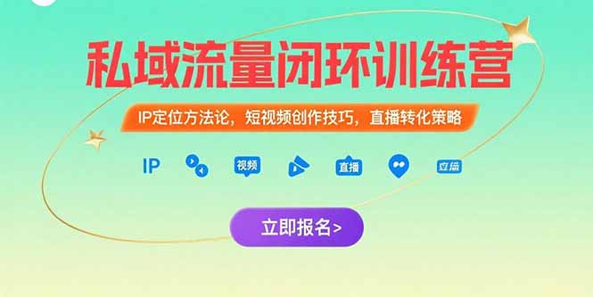 私域流量闭环训练营：IP定位方法论，短视频创作技巧，直播转化策略-副业宝典