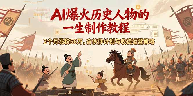 AI历史人物赛道课程，2个月涨粉56万，含伙伴计划与收徒运营策略-副业宝典