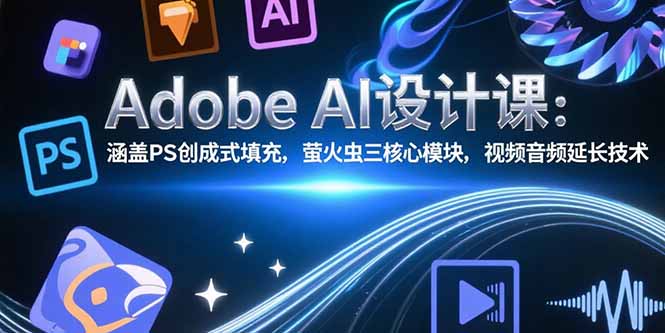 Adobe AI设计课：涵盖PS创成式填充，萤火虫三核心模块，视频音频延长技术-副业宝典