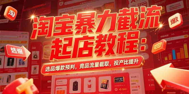 淘宝暴力截流起店教程：选品爆款预判，竞品流量截取，投产比提升-副业宝典