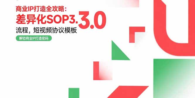 商业IP打造全攻略：差异化SOP3.0流程，短视频协议模板，婚恋项目实战案例-副业宝典