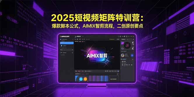 2025短视频矩阵特训营：爆款脚本公式，AIMIX智剪流程，二创原创要点-副业宝典