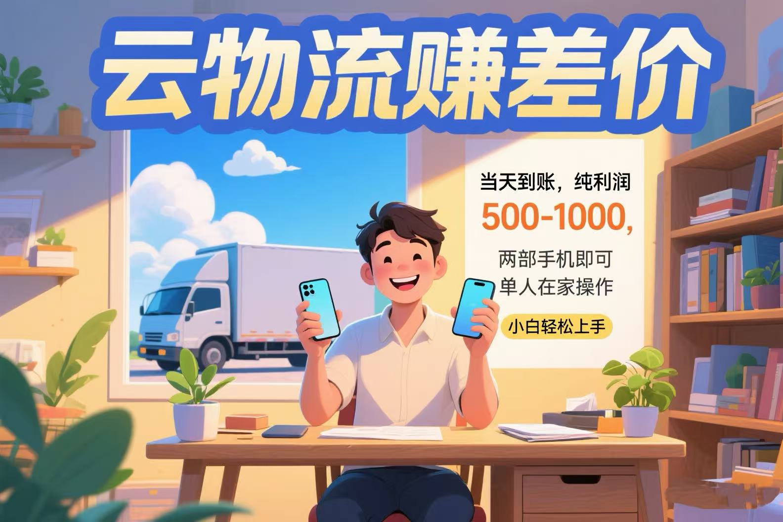 云物流赚差价 当天到账纯利润500-1000 两部手机即可 可单人在家操作 小…-副业宝典