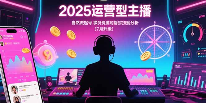 2025运营型主播：自然流起号，微付费投放技巧，罗盘数据深度解析(7月更新-副业宝典