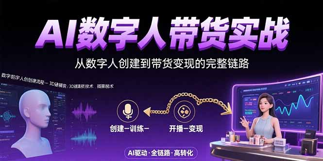 AI数字人+带货实战：从数字人创建到带货变现的完整链路-副业宝典